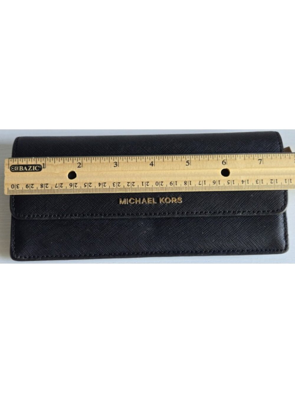 Wallet Clutch (BLACK) Michael Kors Logo Credit Card Slots Zip Pocket in Back - Picture 6 of 6